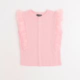 ピンク | 「快適さらリブ素材」シアーフリルノースリーブリブトップス | URBAN CHERRY