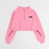 ピンク | 【U.TRACK】バックプリントクロップドハーフジップトップス | URBAN CHERRY