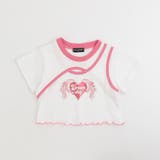 ホワイト | 【綿100％/吸水速乾】ハートエンジェルラメプリントカットクロップドTシャツ | URBAN CHERRY