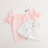 ピンク | オープンショルダードッキングストライプブラウス+フロントボタンショートパンツ | URBAN CHERRY