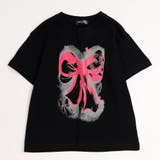 ブラック | スプレーリボンプリントオーバーサイズTシャツ | URBAN CHERRY