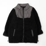 ブラック | おうちで洗える!ハートロゴ刺繍中綿キルティングMIXボアコート | URBAN CHERRY