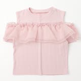 ピンク | 【快適さらリブ素材】カットショルダーシアーフリルリブトップス | URBAN CHERRY