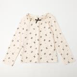 アイボリー | フリルネックリボンプリントトップス | URBAN CHERRY