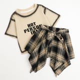 ベージュ | 【2点セット】スプレープリントデザインTシャツ+シャツライクスカート | URBAN CHERRY