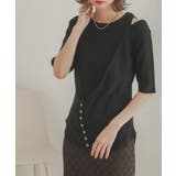 BLACK | レイヤードボタンディテールトップ | SENSE OF PLACE