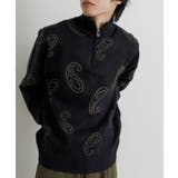 NAVY | ストレッチペイズリーハーフZIPセーター | SENSE OF PLACE