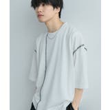 WHT×BLK | 『ユニセックス』ブランケットステッチルーズTシャツ(5分袖) | SENSE OF PLACE