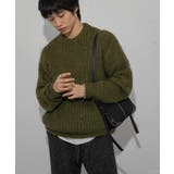 KHAKI | シャギークルーネックニット | SENSE OF PLACE