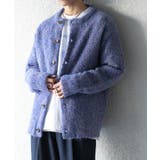 BLUE | ブークレシャギークルーネックカーディガン | SENSE OF PLACE