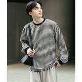 WHITE | ワッフルボーダーロングTシャツ | SENSE OF PLACE