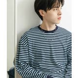 BLUE | ワッフルボーダーロングTシャツ | SENSE OF PLACE