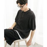 BLACK | 『一部WEB限定カラー』『ユニセックス』エアリーメランジニットポロシャツ | SENSE OF PLACE