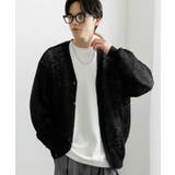BLACK | 『ユニセックス』『洗濯可』シアーVネックカーディガン | SENSE OF PLACE