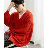 RED | 『ユニセックス』『洗濯可』シアーVネックカーディガン | SENSE OF PLACE