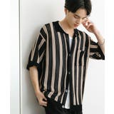 BLACK | ストライプショートスリーブニットシャツ | SENSE OF PLACE