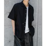 BLACK | デザインオープンカラーショートスリーブシャツ | SENSE OF PLACE