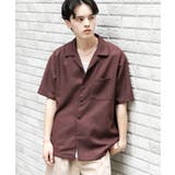 BROWN | メランジプリペラオープンカラーショートスリーブシャツ | SENSE OF PLACE