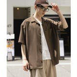 BROWN | 『ユニセックス』オープンカラールーズショートスリーブシャツ | SENSE OF PLACE