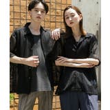 BLACK | 『ユニセックス』アソートレースオープンカラーショートスリーブシャツ | SENSE OF PLACE