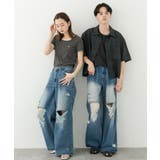 『ユニセックス』ダメージデニムワイドパンツ | SENSE OF PLACE | 詳細画像46