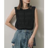 BLACK | シャーリングパイピングカットトップ | SENSE OF PLACE