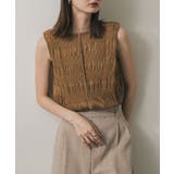 BEIGE | シャーリングパイピングカットトップ | SENSE OF PLACE