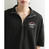 BLACK | Mark Gonzales スタンドハーフZIPドローコードTシャツ | SENSE OF PLACE