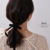 ブラック | ベロア リボン ヘアゴム | kana