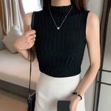 BLK | ノースリーブ ハイネックニット リブ | VICTORIA