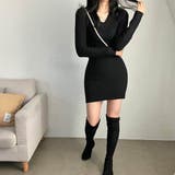 リブニットミニワンピース スリムフィット タイト | VICTORIA | 詳細画像7