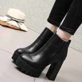 BLK | 太ヒール 厚底ブーツ ショートブーツ | VICTORIA