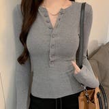 GRY | ヘンリーネック レディース Tシャツ | VICTORIA