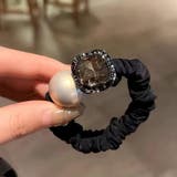 OWH | シュシュ 大粒ビジューとパール付きシュシュ ヘアゴム | VICTORIA