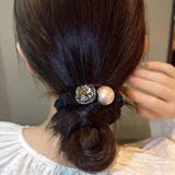 BRN | シュシュ 大粒ビジューとパール付きシュシュ ヘアゴム | VICTORIA