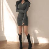 リブニットミニワンピース スリムフィット タイト | VICTORIA | 詳細画像4