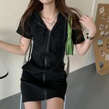 BLK | ミニワンピース ジップアップ 半袖 | VICTORIA