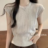 BEG | フレンチスリーブニット トップス サマーニット半袖ニット | VICTORIA