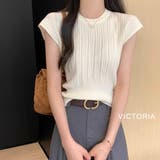 フレンチスリーブニット トップス サマーニット半袖ニット | VICTORIA | 詳細画像7