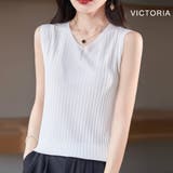 ノースリーブニット トップス サマーニット半袖ニット細見え | VICTORIA | 詳細画像2