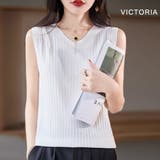 ノースリーブニット トップス サマーニット半袖ニット細見え | VICTORIA | 詳細画像3