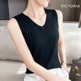 BLK | ノースリーブニット トップス サマーニット半袖ニット細見え | VICTORIA