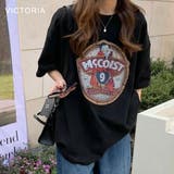 BLK | 韓国ファッション ロゴプリントTシャツ Tシャツ | VICTORIA