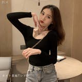 BLK | 韓国風ショート丈ロンT レディース クロップド丈 | VICTORIA