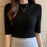 BLK | 半袖 リブニット 小さめ | VICTORIA