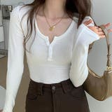 ヘンリーネック レディース Tシャツ | VICTORIA | 詳細画像2