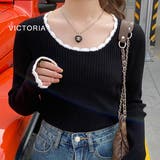 BLK | リブニット 長袖 バイカラー | VICTORIA