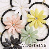 ヘアゴム No.77 パステルフラワーヘアゴム/花/ラインストーン/ヘアアクセサリー