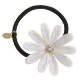 ホワイト | パステルフラワーヘアゴム/花/ラインストーン/ヘアアクセサリー H-831 | VINGTAINE
