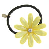 イエロー | パステルフラワーヘアゴム/花/ラインストーン/ヘアアクセサリー H-831 | VINGTAINE
